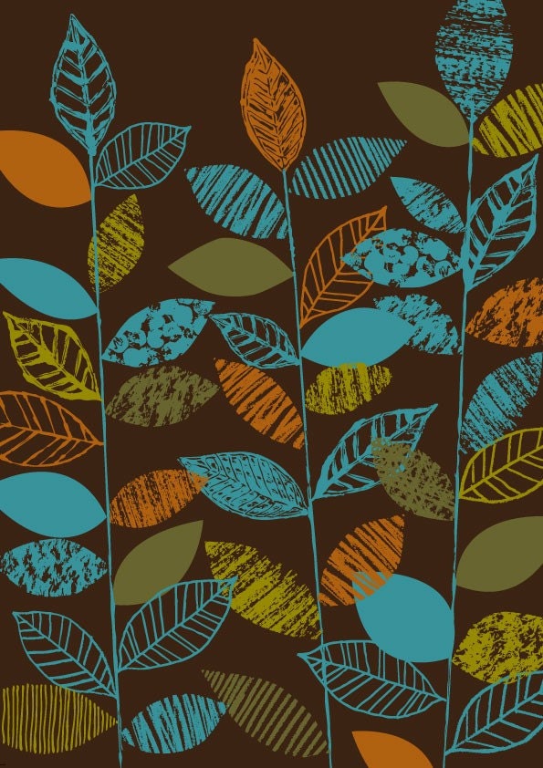 Texture Leaf Stems Dark, limited edition giclee print