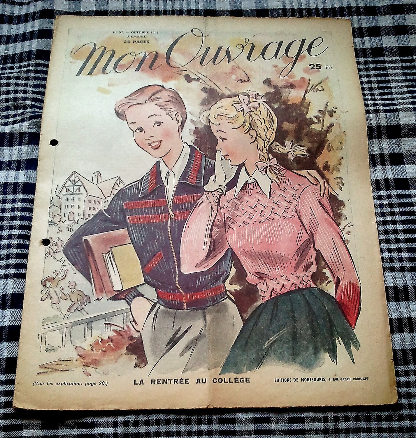 Mon Ouvrage, French issue October 1951, vintage sewing and craft magazine