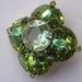 Vintage Green Rhinestone Brooch 1950s 1960s Aurora Borealis