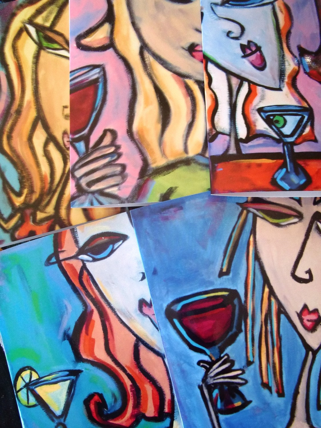 Cocktail Ladies - pack of 5 blank note cards