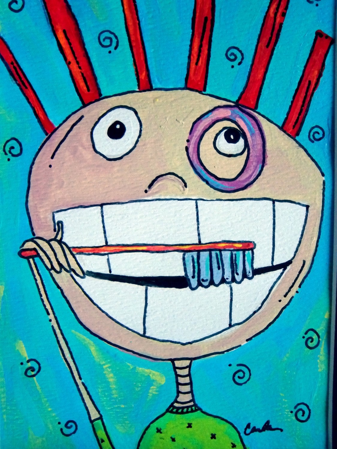 Tooth Cleanin'  - Original Acrylic Painting