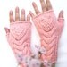Pink Fingerless Wool Gloves with heart, Mittens, Arm Warmers , Hand Knitted, Eco Friendly