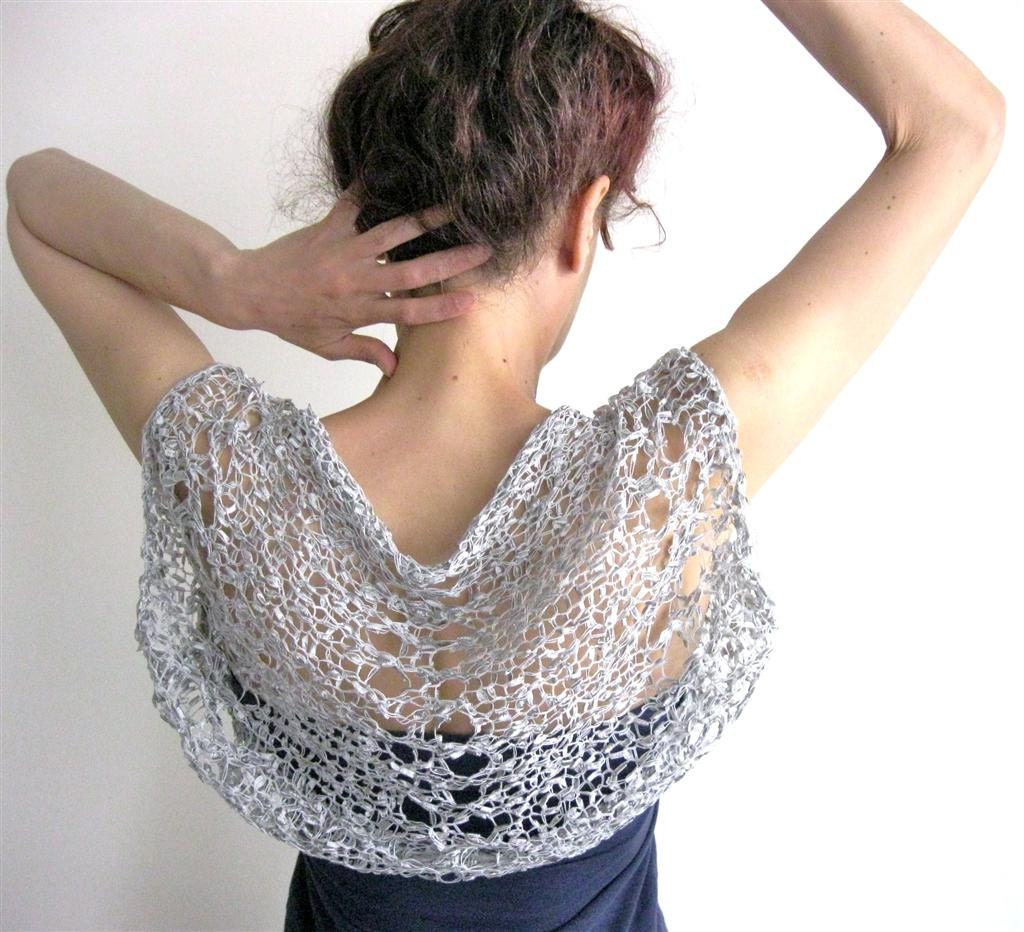 SILVER GRAY Shrug ....Elegant Hand Knitted Summer Shrug