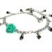 Green rose anklet metal - silver plated