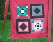 Reversible, Half Apron, Amish, Quilt Design, With 2 Large Pockets on Back, Womens, Pencil Straight