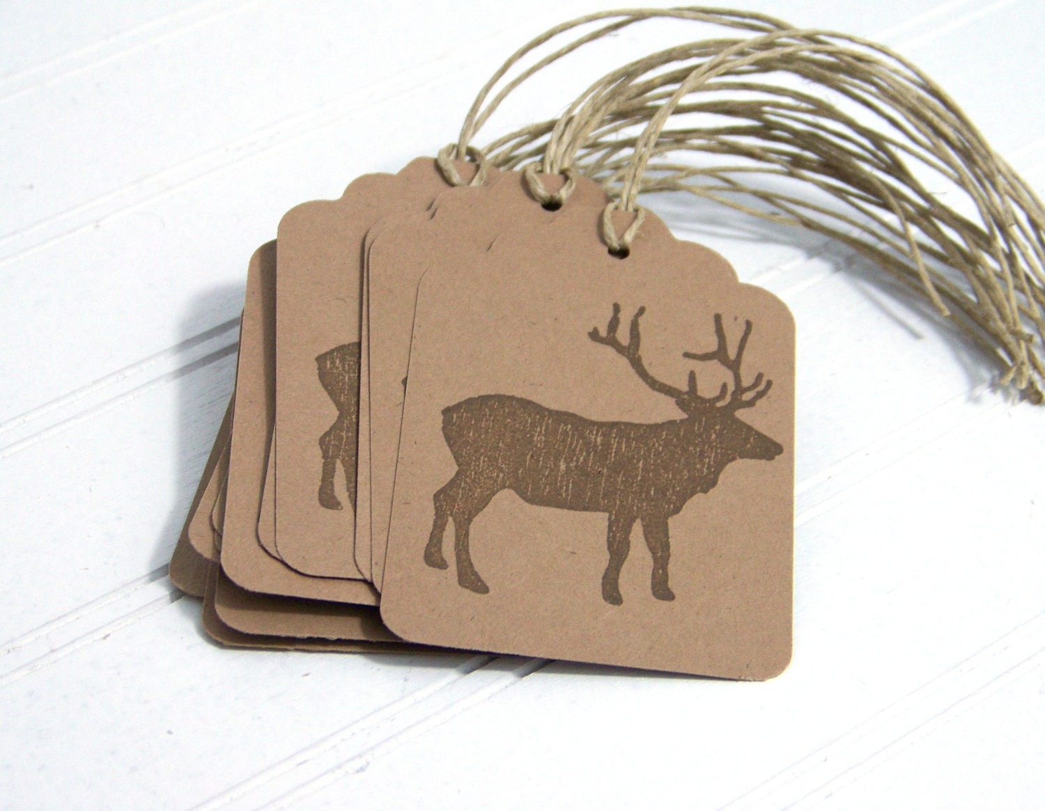 Rustic Elk Gift Tags, Woodland, Brown Handcut Hanging Tag, Eco-friendly Gift Labels - NobleEarth