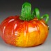 Hand Blown Glass Pumpkin Garden Half Red/Gold