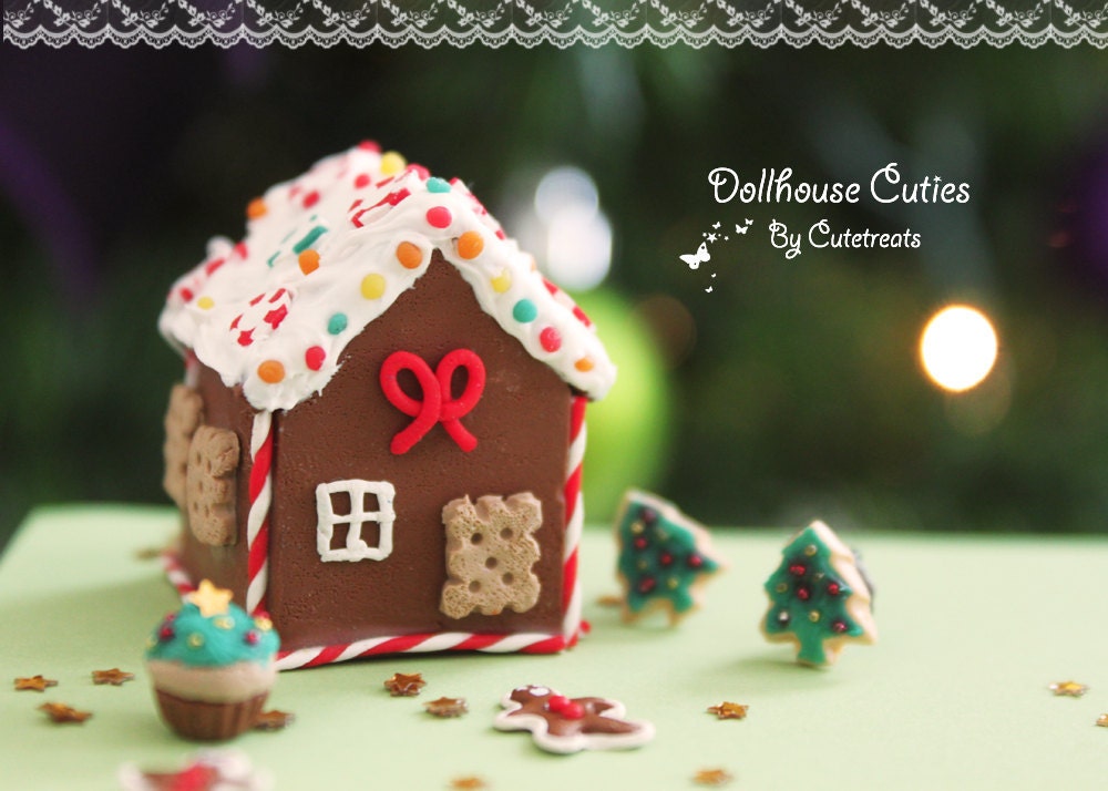 Miniature Gingerbread House - Dollhouse miniature food - Cutetreats