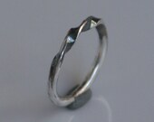 Twisted sterling silver stacking ring 2mm band oxidized