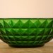Vintage French Green Cut Glass Serving Bowl