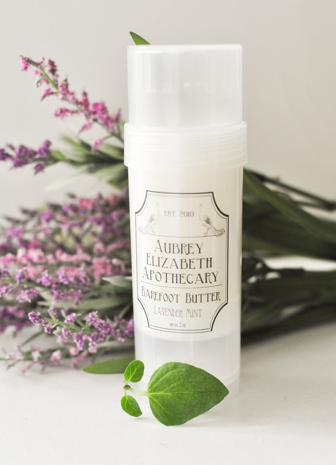 Lavender Mint Solid Lotion Bar - Barefoot Butter in a twist up tube - Shea butter lotion bar