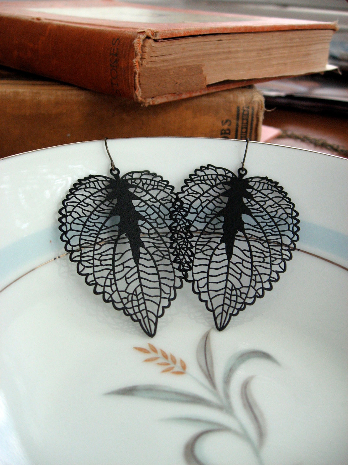 Black Leaf Earrings