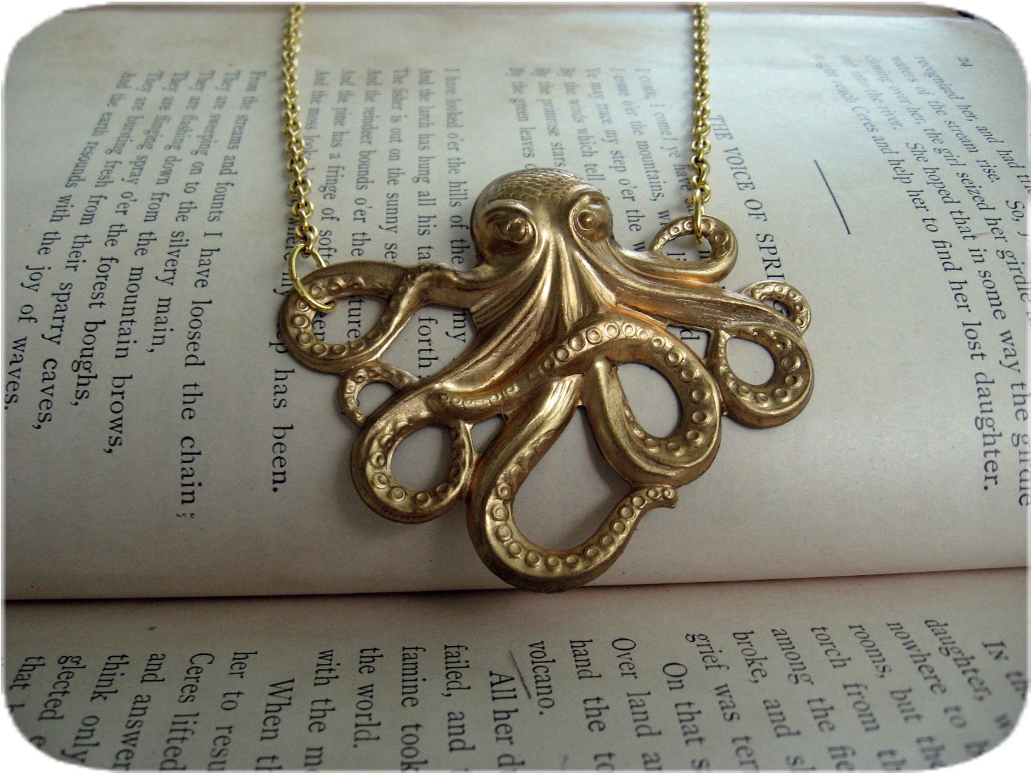 Bright Gold Octopus Necklace