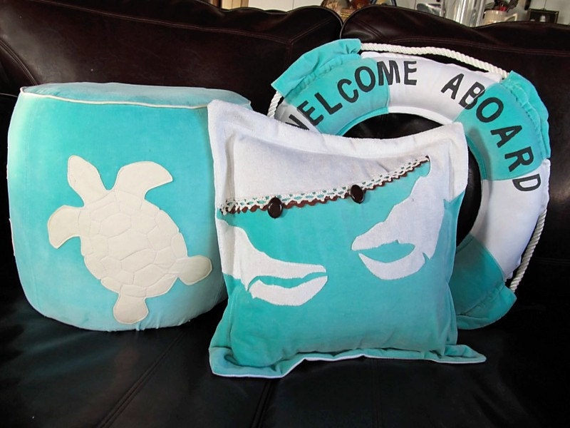 Turquoise Sea Ottoman by searchnrescue2