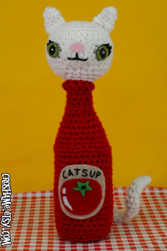 Kitty Catsup - (Ready to ship) crocheted amigurumi condiment cat
