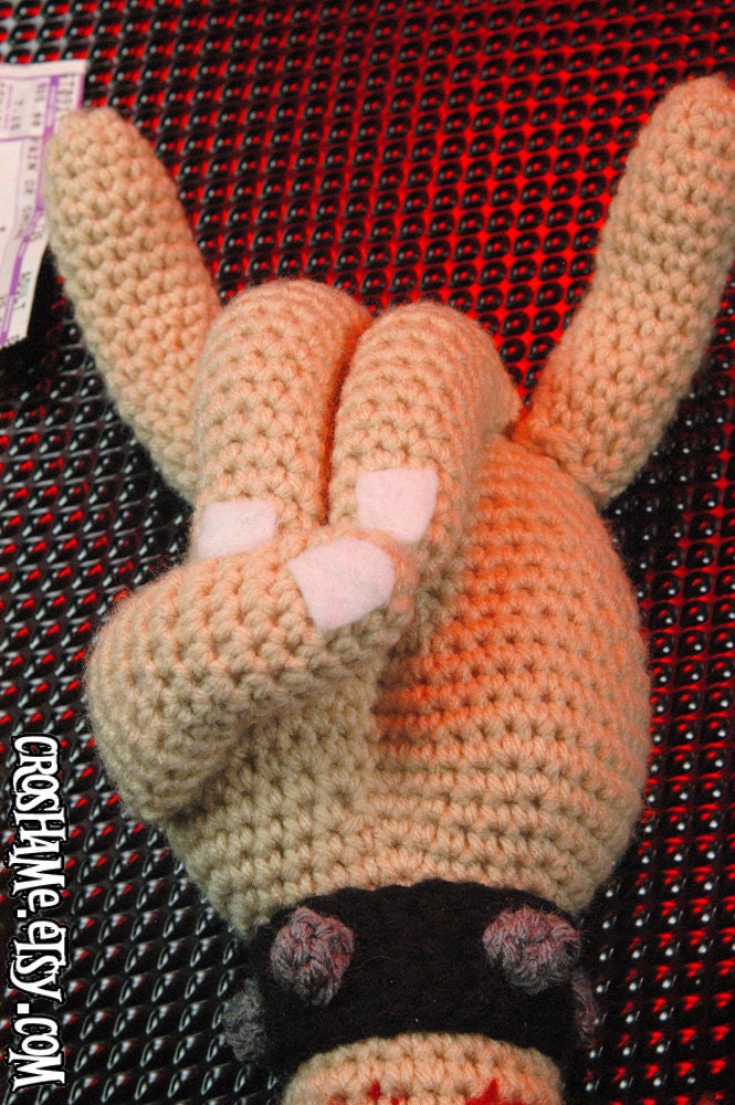 CUSTOM Crochetin' in Blood - "Antigurumi" dismembered arm with SLAYER carving
