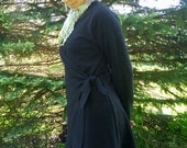 Organic Clothing - Organic Merino Wool Wrap Coat - Shown in Black - Made to Order