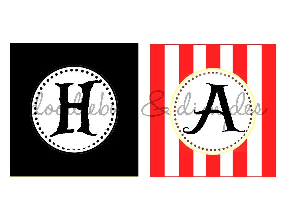 Red and Black Stripe Pirate Party Birthday Banner Il_570xn