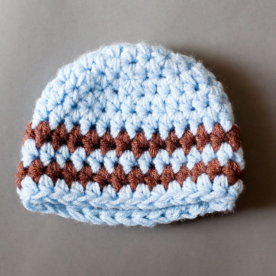 Chunky Striped Baby Beanie- choose your colors- Sizes newborn, 3-6 m, 6-12 m