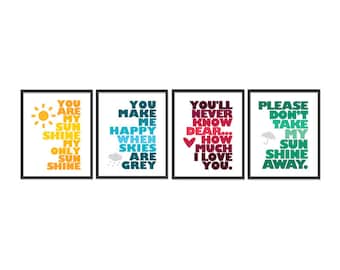 50% OFF // You are my sunshine - Set of Four 8x10 prints