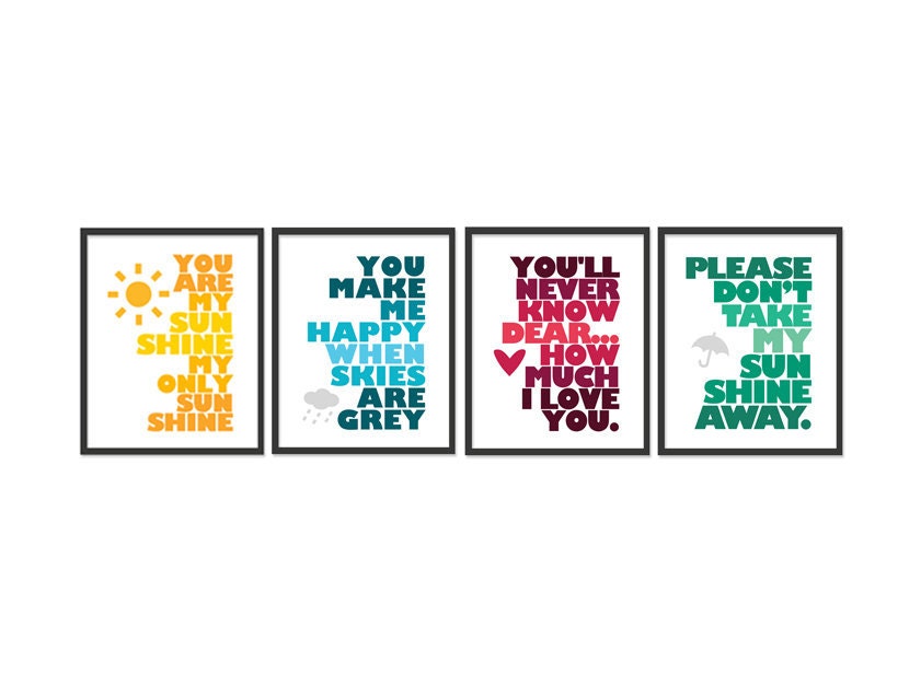 50% OFF // You are my sunshine - Set of Four 8x10 prints