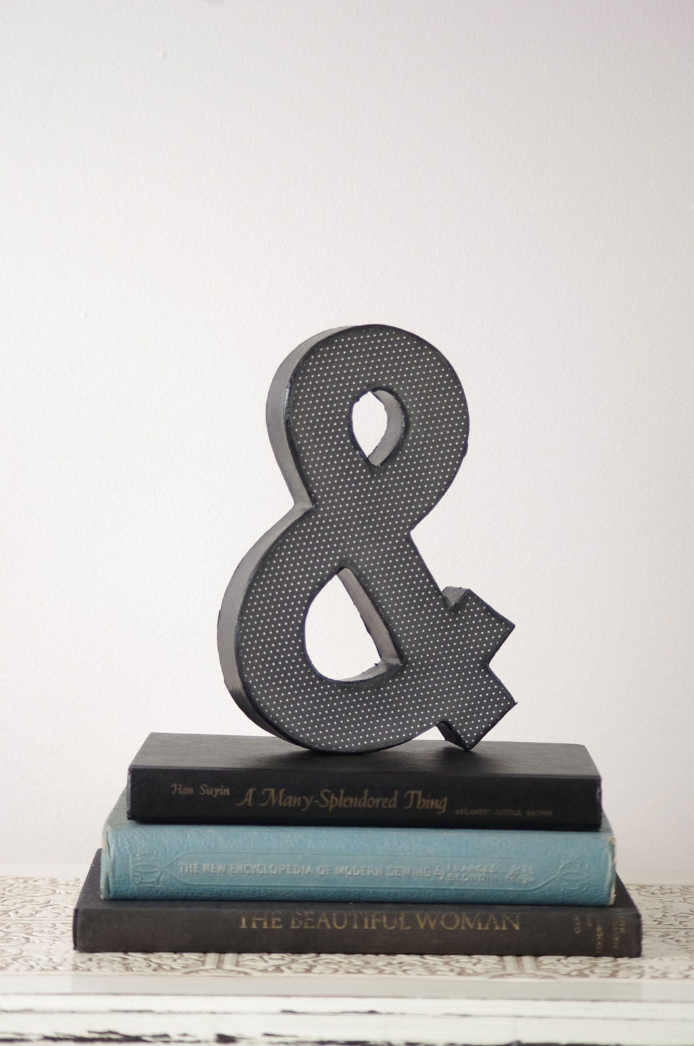 Ampersand Sign with Black and White Polka Dots - & Sign - Wedding Decoration, Table Centerpiece, Photography Prop