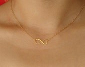 Infinity Necklace in Gold, Pendant Necklace, wedding, bridesmaid gift
