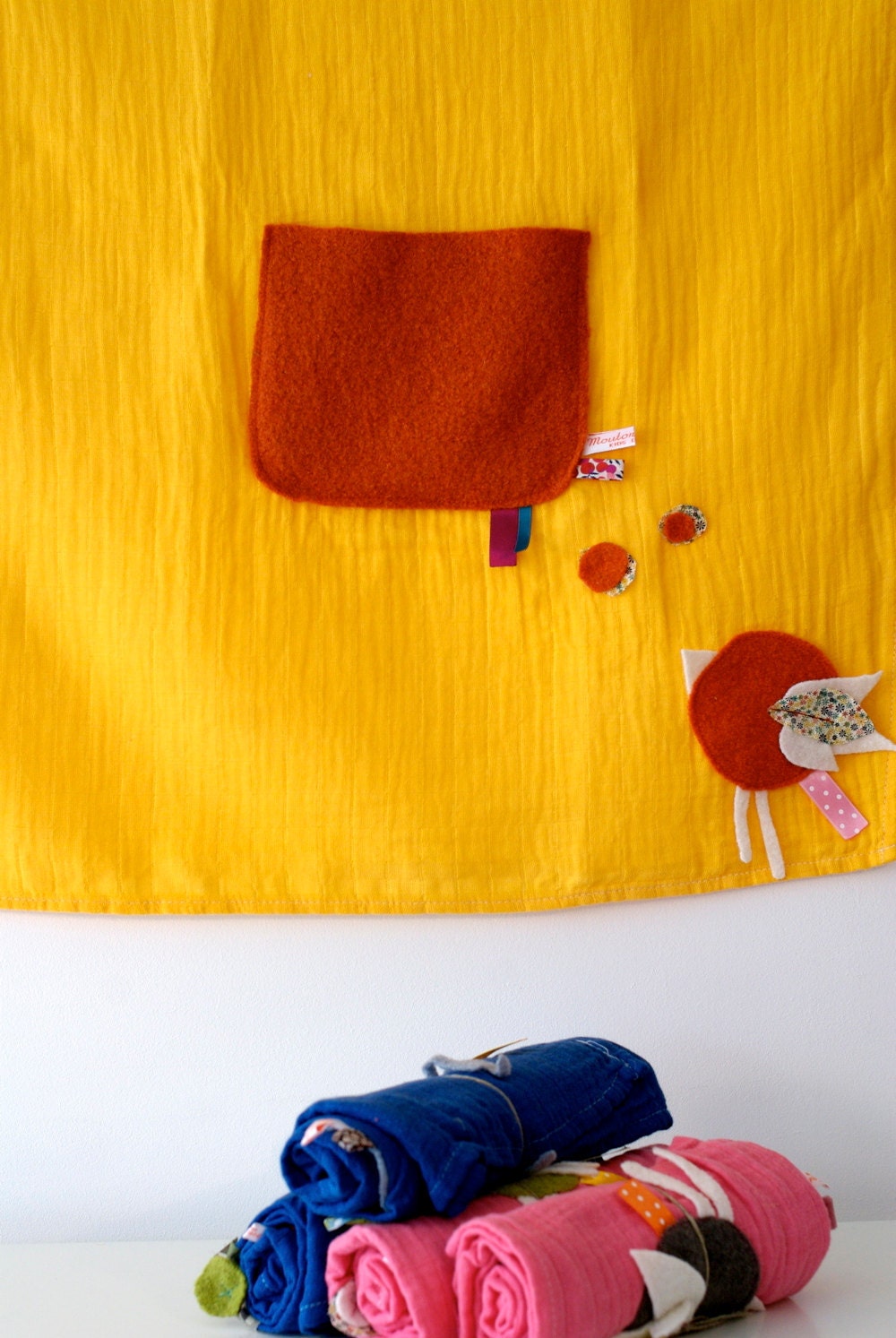 Doudou lange, à poche 70 x70 cm - SALE 50 %