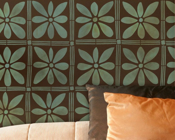 Wall Pattern Stencil African Flower Allover Stencil for Primitive Look Wall Decor