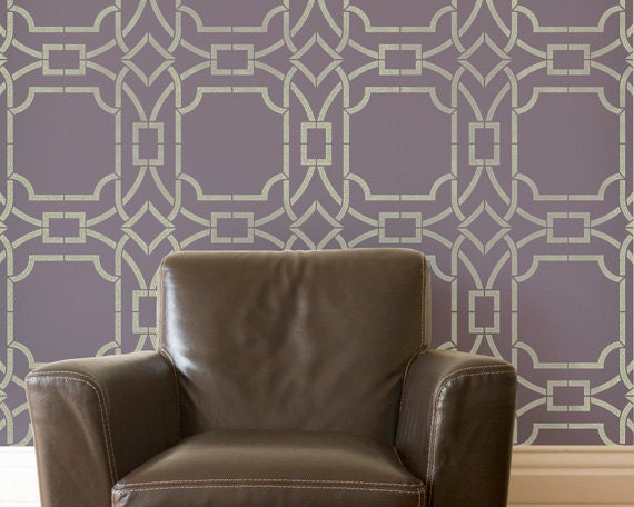 Great Modern Trellis Wall Stencil for Geometric Wallpaper Look and Easy DIY Home Decor