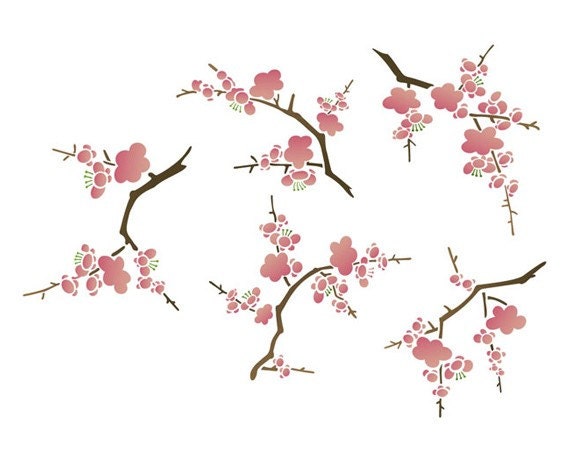 Wall Decor Stencil Cherry Blossoms for DIY Decorating