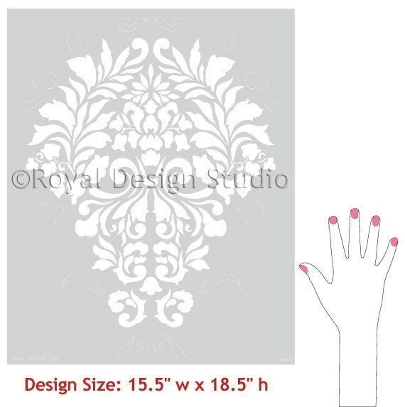 Allover Wall Stencil Fabric Damask for DIY  Painted Wallpaper Wall Decor