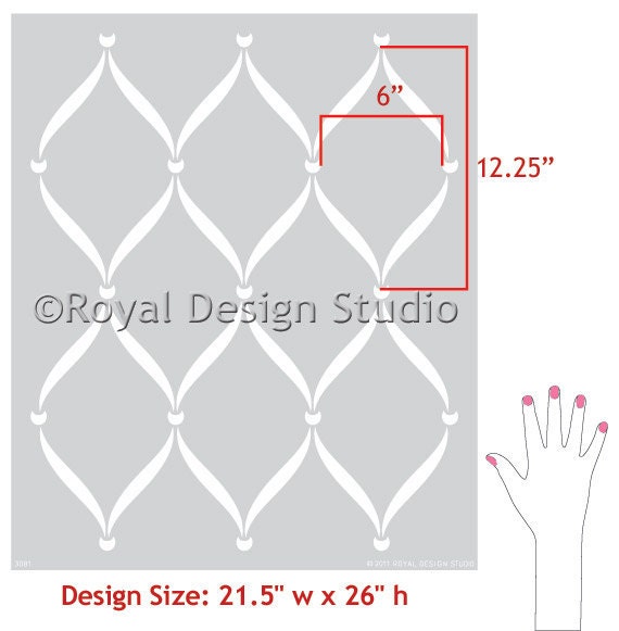 Wall Stencil Pattern Ribbon Lattice Allover Stencil Great Alternatiive to Decals and Wallpaper for Wall Decor