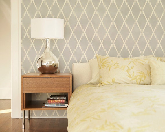 Large Modern Wallpaper Stencil Pattern-Nova Trellis Allover Stencil