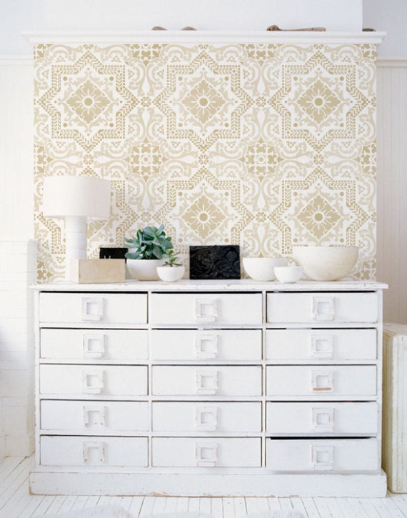 Wall Pattern Stencil Lisboa Tile Allover Stencil for Wall Decor and More