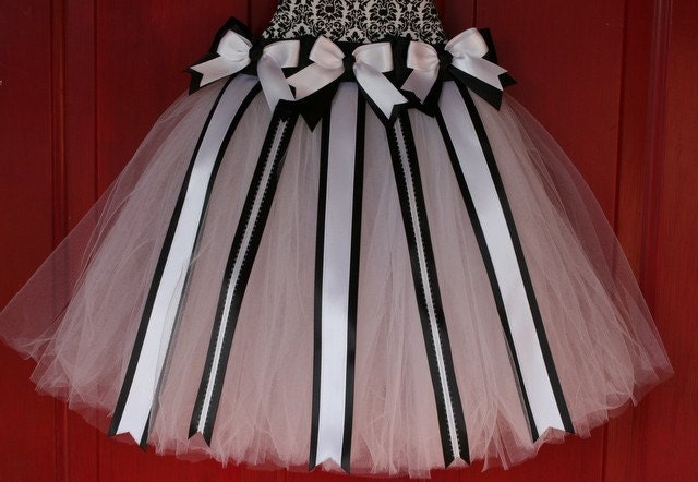 Memorial Day SALE Black and White Damask   Tutu Hair Bow Holder