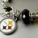 Pittsburg Steelers Licensed Logo European Charm glass bead Bracelets