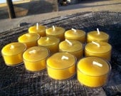 Beeswax Candles -Set of 12 Natural Beeswax Tea Lights in clear plastic cups