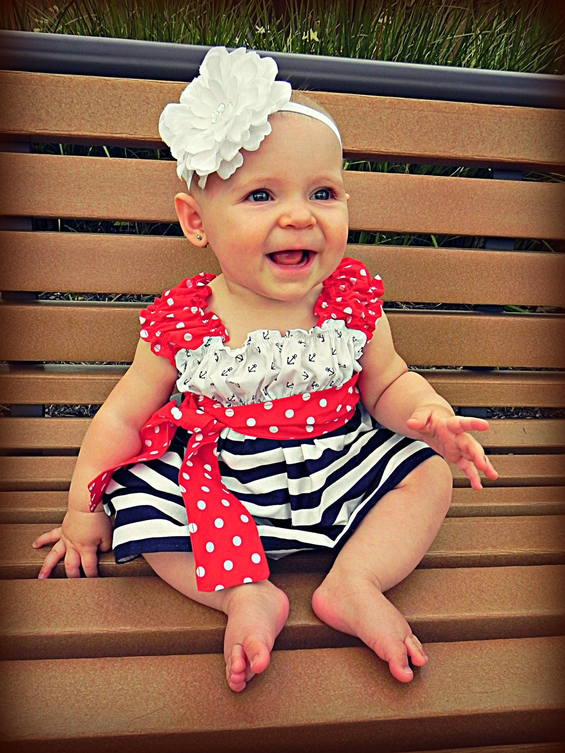 Anchors Aweigh Nautical 4th of July Boutique Dress Baby Toddler Girl's sizes 6mos to 8yrs