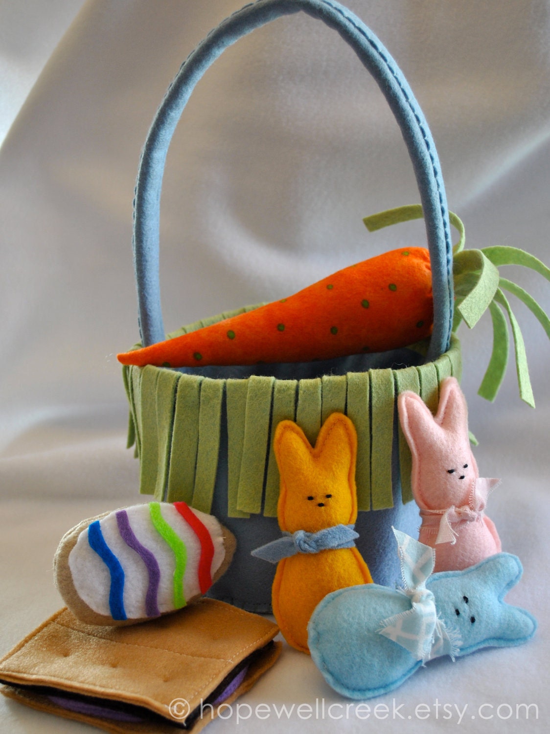 Easter Basket Made of Wool Felt for Kids With Felt Candy and Cookies