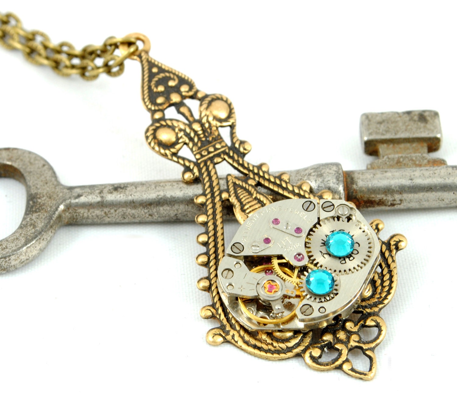 Steam Punk Necklace Steampunk Necklace Vintage Watch Mermaid Kisses Victorian Art Nouveau Steampunk Jewelry by Victorian Curiosities