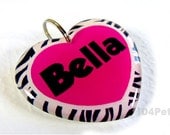 Custom Pet ID Tags Heart Shape Zebra Print for cats or dogs by ID4Pet