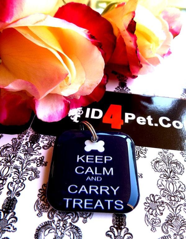 Personalized pet tag Black Keep Calm and Pet Me
