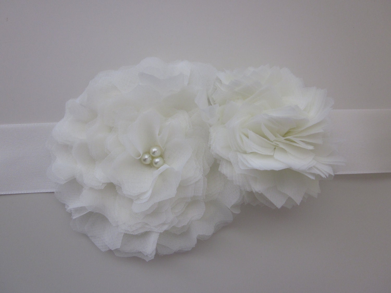 Melissa - Handmade Flower Wedding Dress Sash in Ivory