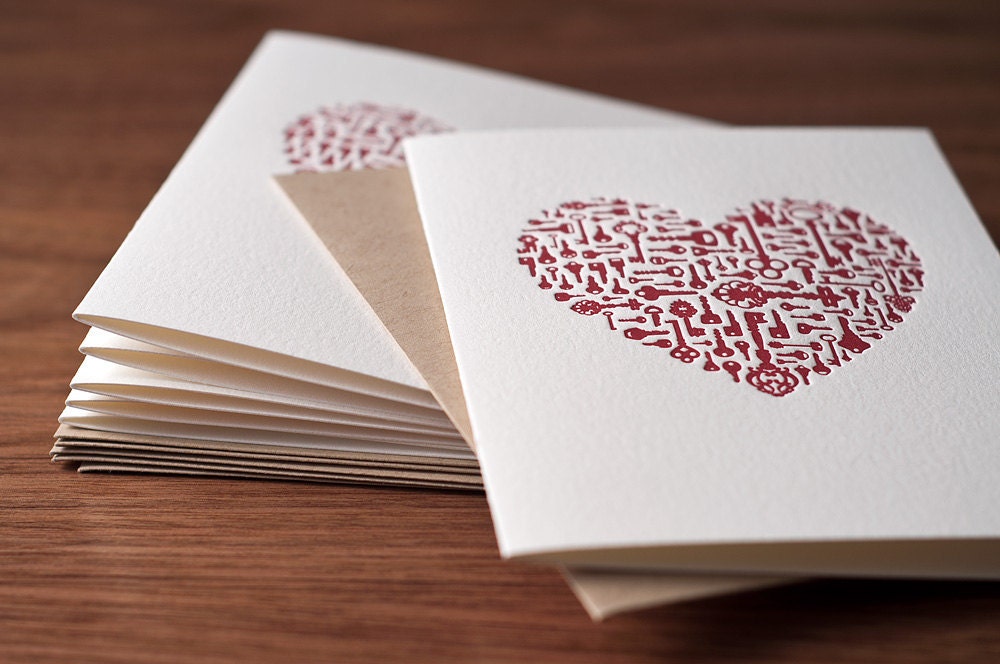 Keys to my Heart Letterpress card