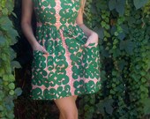 Vintage 60s Marimekko Finland Mod Graphic Print Dress Big Pockets
