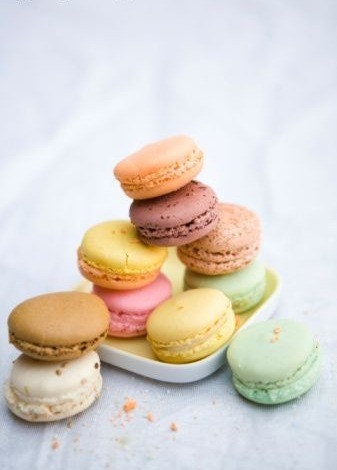 4 French Macarons - delicate meringue cookies made with organic ingredients