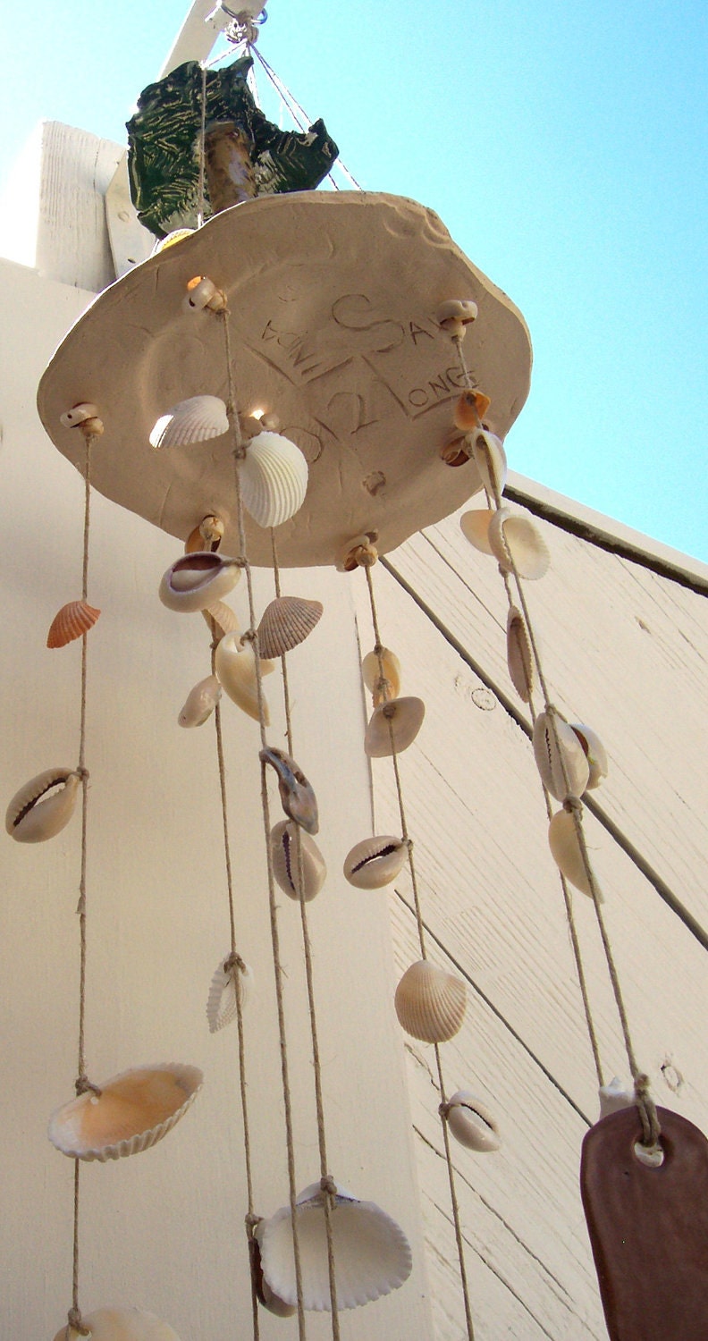 Ceramic Wind Chime Hand Sculpted Art Stoneware by Linda Sapp Long "Barefoot Island" Enjoy the Sounds of the Island