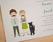 Wedding Invitation - Custom design - Illustrated Moustache