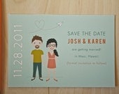Save the Date - Custom illustration - paper airplane
